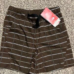 New The North Face Men's Dark Brown Grid Swim Shorts